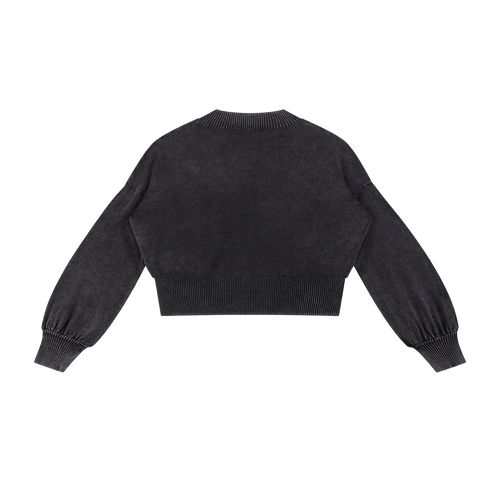 BALLOON SLEEVE CROPPED SWEATER