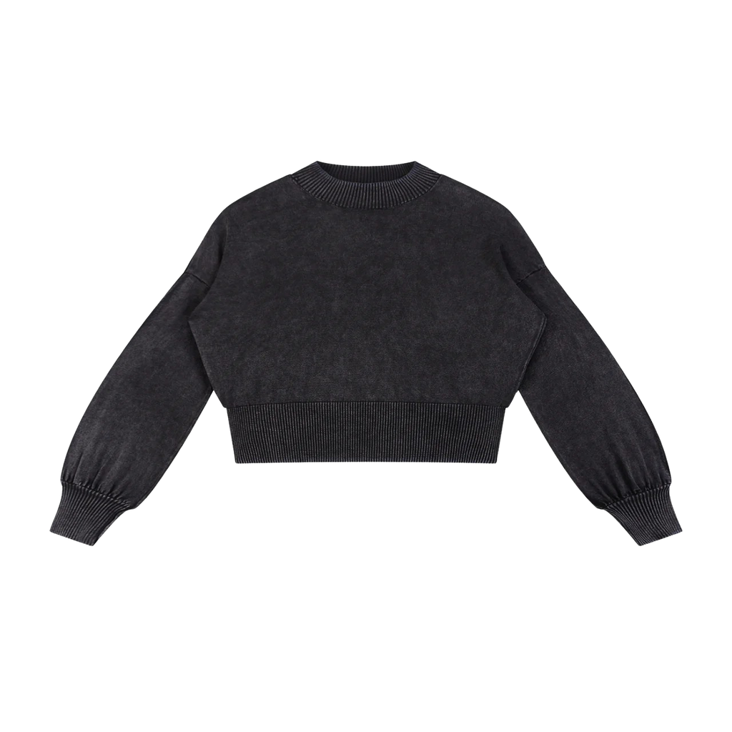 BALLOON SLEEVE CROPPED SWEATER
