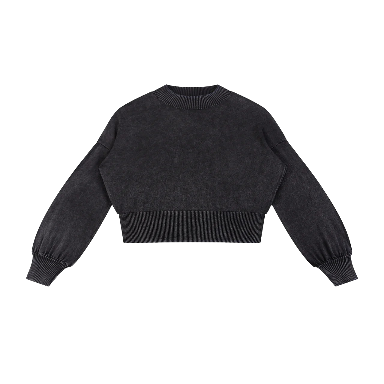 BALLOON SLEEVE CROPPED SWEATER