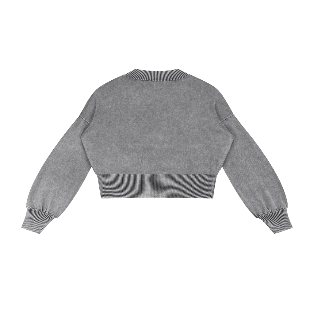 BALLOON SLEEVE CROPPED SWEATER