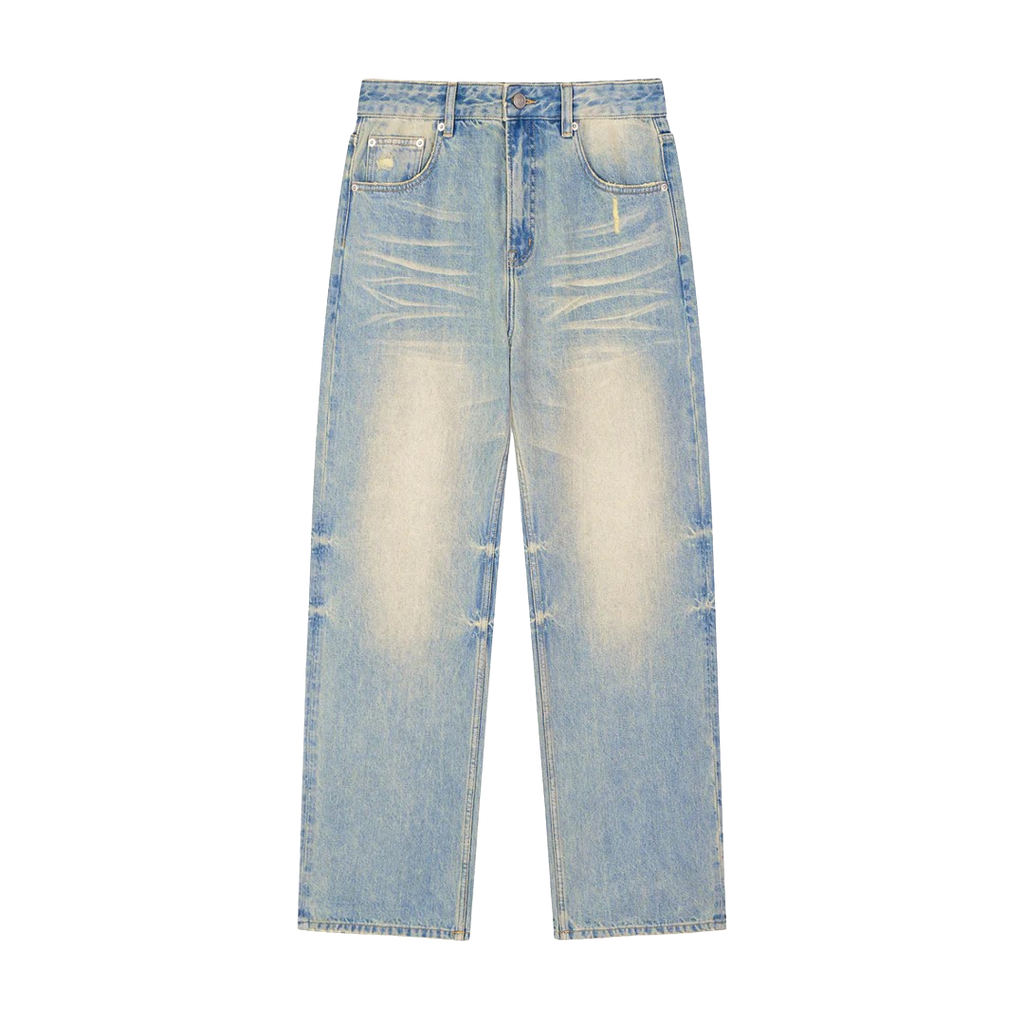 DISTRESSED RAW HEM DENIM JEANS